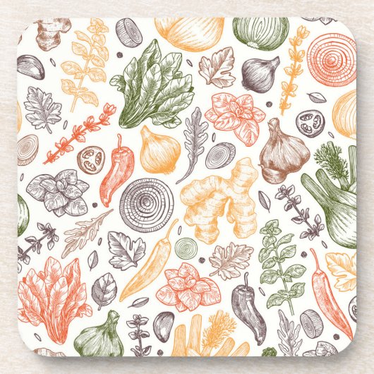 Keuken Tuin Plantaardig Patroon Bier Onderzetter (Voorkant)