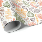 Keuken Tuin Plantaardig Patroon Cadeaupapier (Rol Hoek)