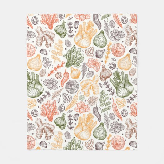 Keuken Tuin Plantaardig Patroon Fleece Deken (Voorkant)