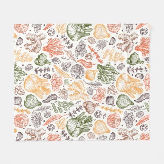 Keuken Tuin Plantaardig Patroon Fleece Deken (Voorkant (Horizontaal))