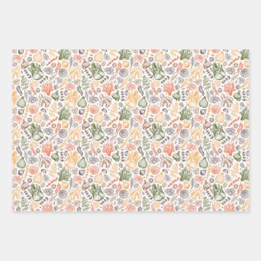 Keuken Tuin Plantaardig Patroon Inpakpapier Vel (Voorkant)