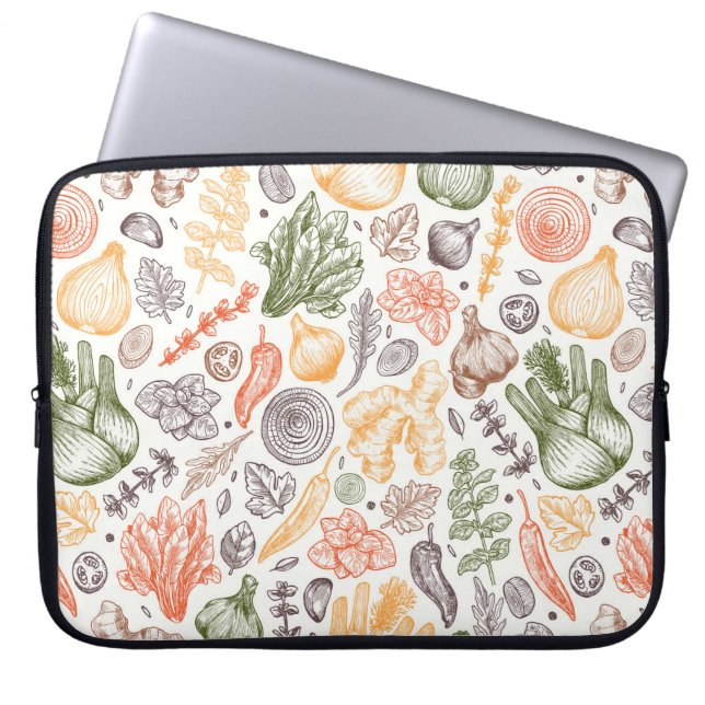 Keuken Tuin Plantaardig Patroon Laptop Sleeve (Voorkant)