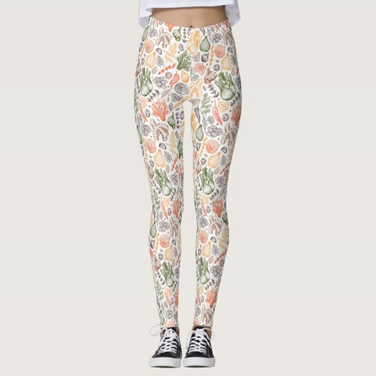 Keuken Tuin Plantaardig Patroon Leggings (Voorkant)