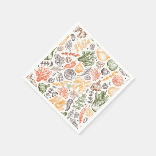 Keuken Tuin Plantaardig Patroon Servet (Hoek)