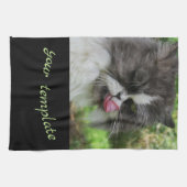 keuken,vakantie, thuis, tekst, ,grappige kat theedoek (Horizontaal)
