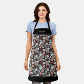 Keuken van Black Floral Pattern Schort (Gedragen)