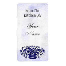 Keuken van  blauw flesje, aangepast baketiket etiket