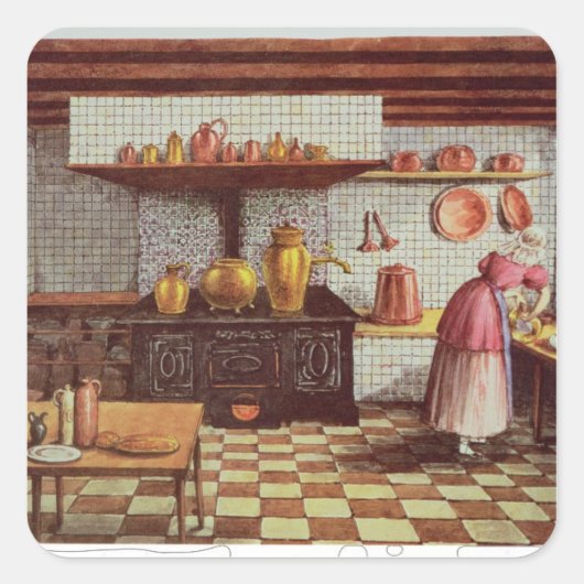 Keuken van het Hotel St.Lucas Vierkante Sticker (Voorkant)