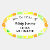 Keuken van Lemon, Limoen en Oranje citrusvruchten Ovale Sticker (Voorkant)