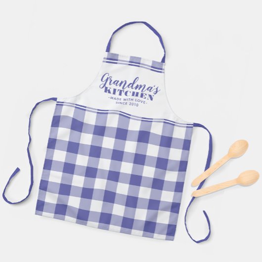 Keuken van oma aangepaste Periwinkle Gingham gerui Schort