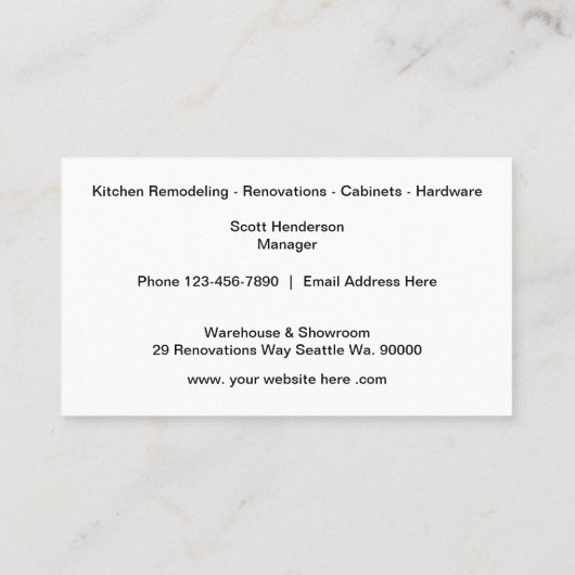 Keuken verbouwen & bouwen visitekaartje (Achterkant)