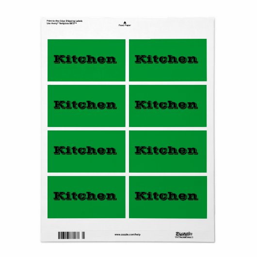 Keuken Verhuislabels in Groen Etiket (Full Sheet)