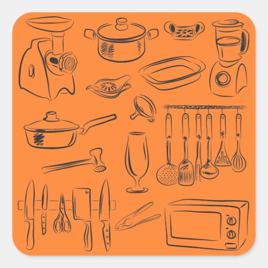 keuken vierkante sticker (Voorkant)