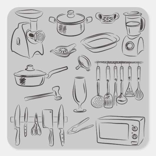 Keuken Vierkante Sticker (Voorkant)