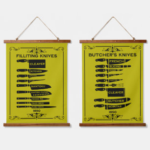 Keuken Vis Fileting Knife Grafiek Hangend Wandkleed