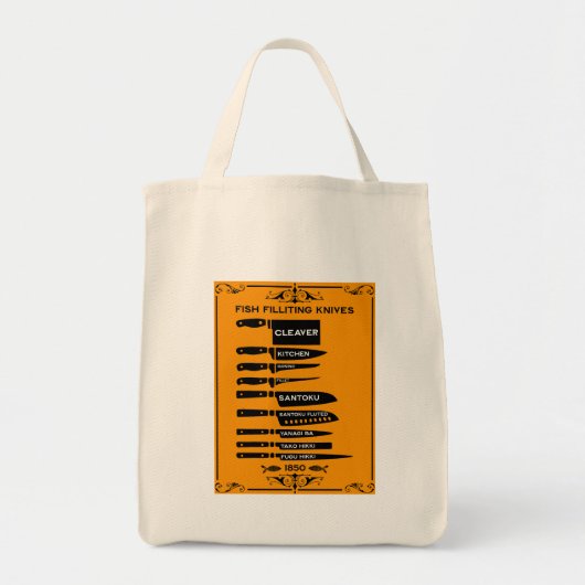 Keuken Vis Fileting Knife Grafiek Tote Bag (Voorkant)
