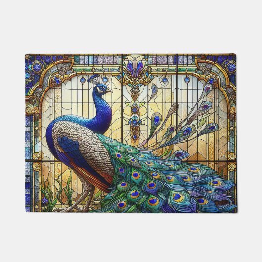 Keuken Vloermat Peacock Glas in lood Deurmat (Voorkant)