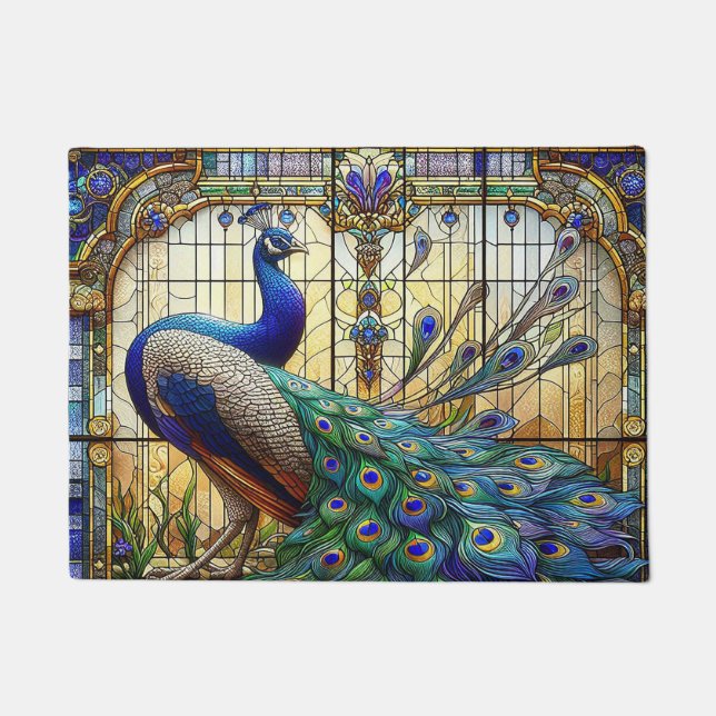 Keuken Vloermat Peacock Glas in lood Deurmat (Voorkant)