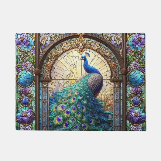 Keuken Vloermat Peacock Glas in lood Deurmat (Voorkant)