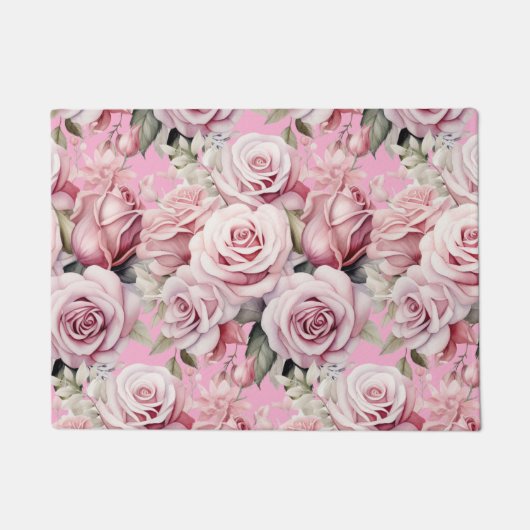 Keuken Vloermat - Roze Rozen Deurmat (Voorkant)