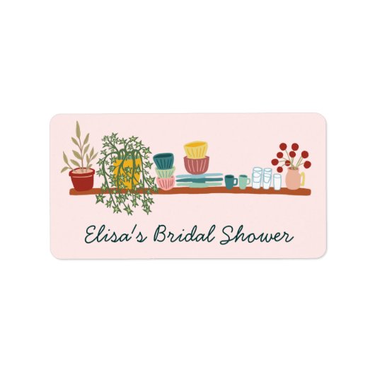 KEUKEN VOLSTOCKEN Bruiloft CUSTOM Cute Etiket (Voorkant)