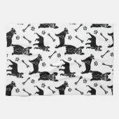 Keuken voor zwarte en witte bulldogs theedoek (Horizontaal)