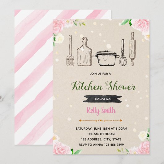  keuken vrijgezellenfeest feestuitnodiging kaart (Voorkant / Achterkant)