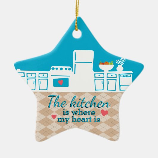 Keuken waar mijn hart bakkerst is keramisch ornament (Voorkant)