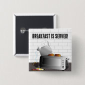 Keukenapparaten Ontbijt Grappig Vierkante Button 5,1 Cm (Voorkant /achterkant)