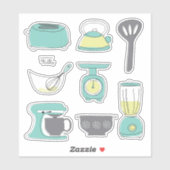 Keukenapparatuur Koken Bakken Ontbijt Vinyl Sticker (Vel)