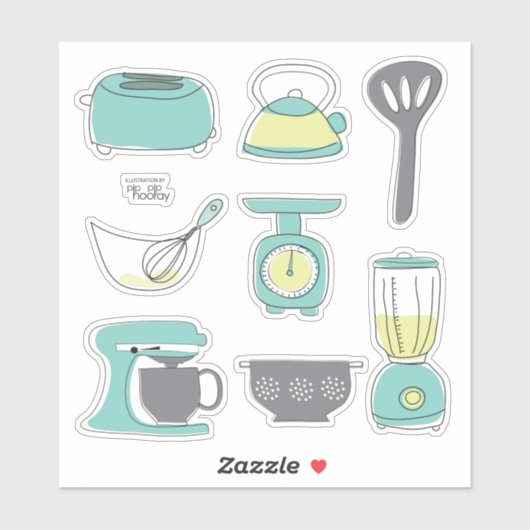 Keukenapparatuur Koken Bakken Ontbijt Vinyl Sticker (Vel)