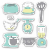 Keukenapparatuur Koken Bakken Ontbijt Vinyl Sticker (Voorkant)
