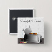 Keukenapparatuur Ontbijt Grappig Vierkante Button 5,1 Cm (Voorkant /achterkant)