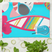 Keukenband Kat Kat Zonneglazen Beach Ball Theedoek (Gevouwen)