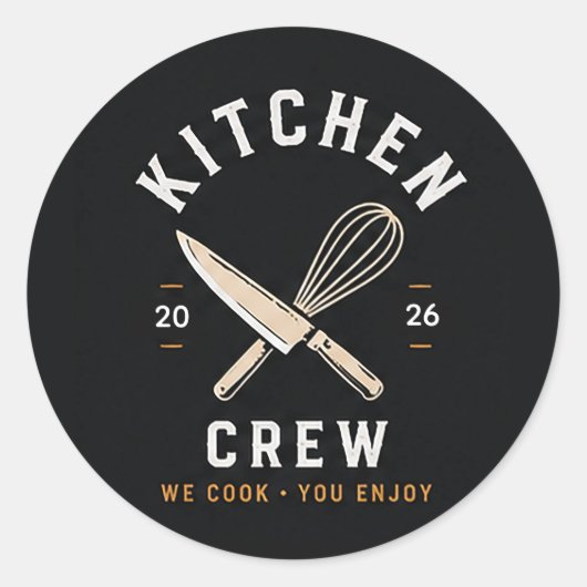 🔪 Keukenbemanning Restaurant Personeel Uniform Lo Ronde Sticker (Voorkant)