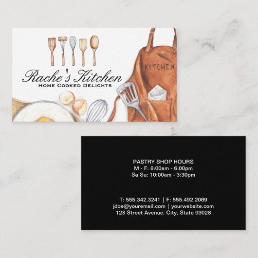 Keukenbenodigdheden en kookingrediënten visitekaartje (Voorkant / Achterkant)