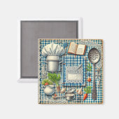  Keukenbenodigdheden op Blauw Tafelkleed Magneet (Voorkant / Achterkant)