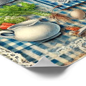  Keukenbenodigdheden op Blauw Tafelkleed Poster (Hoek)