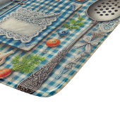  Keukenbenodigdheden op Blauw Tafelkleed Snijplank (Hoek)