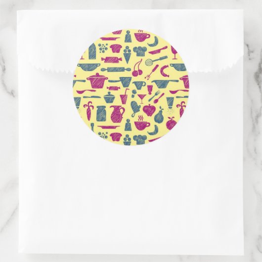 Keukenbenodigdheden Ronde Sticker (Tas)