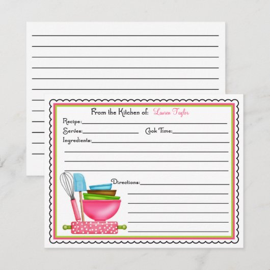 Keukenbenodigdheden voor het bakken Kaarten voor h (Voorkant / Achterkant)