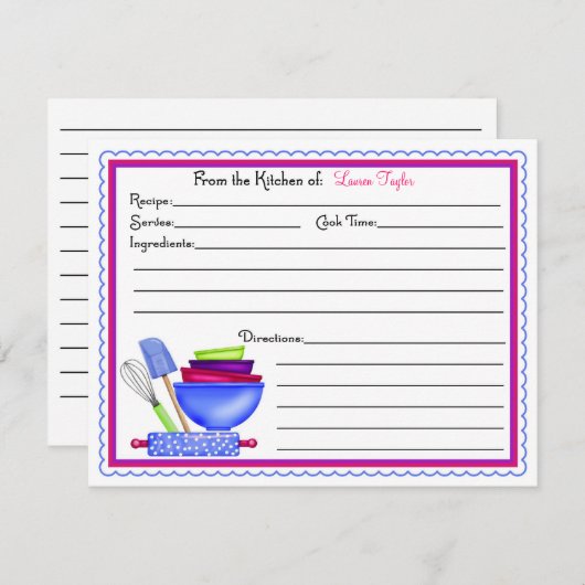 Keukenbenodigdheden voor het bakken Kaarten voor h (Voorkant / Achterkant)