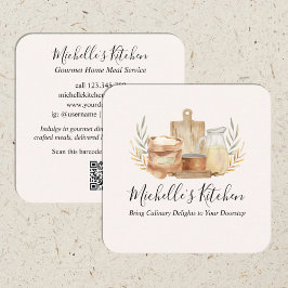 Keukenbenodigdheden Waterverf Home Maaltijdservice Vierkante Visitekaartje