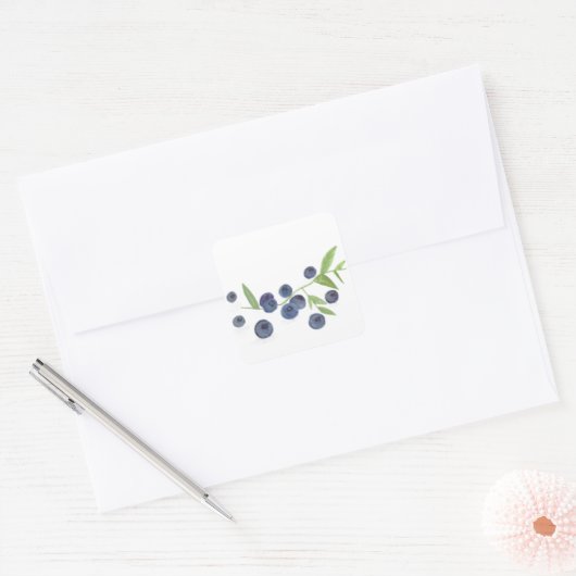 Keukenbessen waterverf bessen vierkante sticker (Envelop)