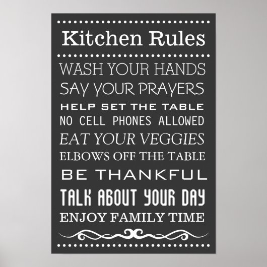 Keukenbord | Gezinsregels | Keukenregels Poster (Voorkant)