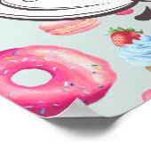 Keukenbord met donuts-macro's en cupcakes poster (Hoek)