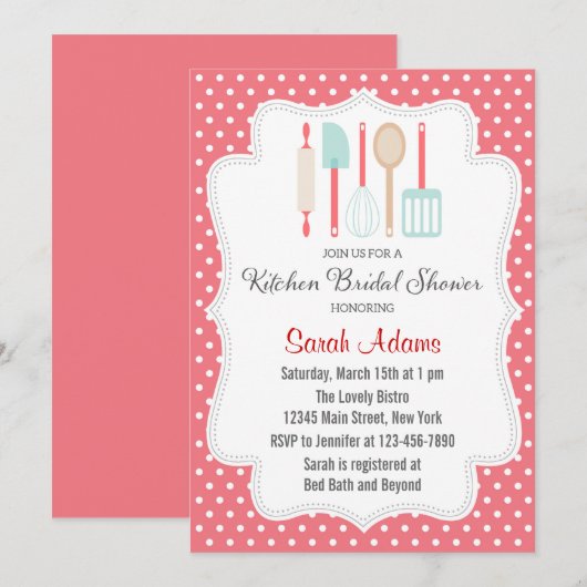 Keukenbridal Shower Invitation Kaart (Voorkant / Achterkant)