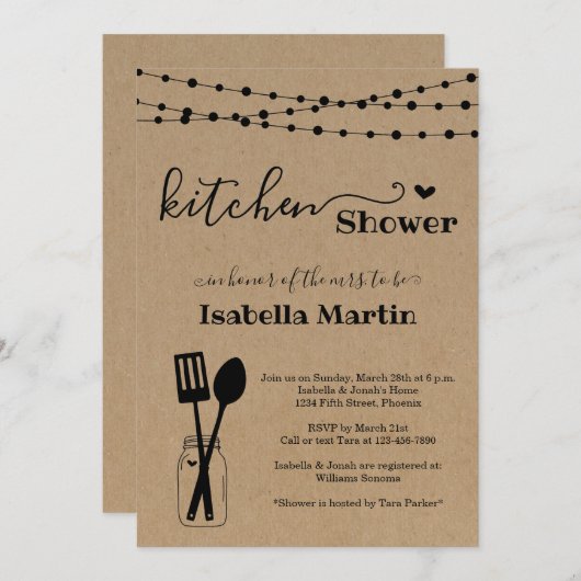 Keukenbruiloft / Bruidsmeisjesfeest Kaart (Voorkant / Achterkant)