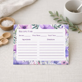 Keukencadeau Elegante Paarse Bloemige Receptkaart