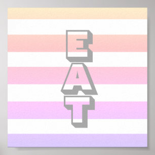 keukencitaat poster tekst eet op pastelstrepen